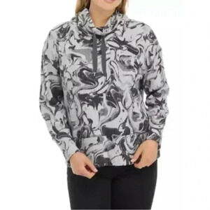 Wonderly Hacci Cowl Neck Long-Sleeve Top Black/Gray Size XL Ribbed Sleeve